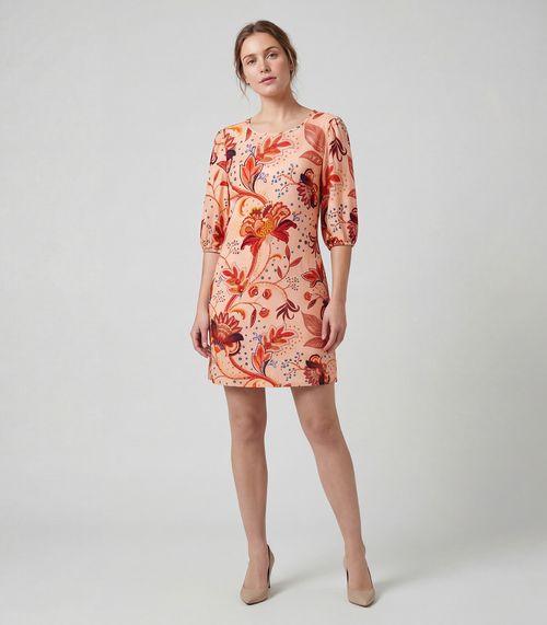 Vestido Midi Com Manga Flare 3/4 Infinita Cor Marrom