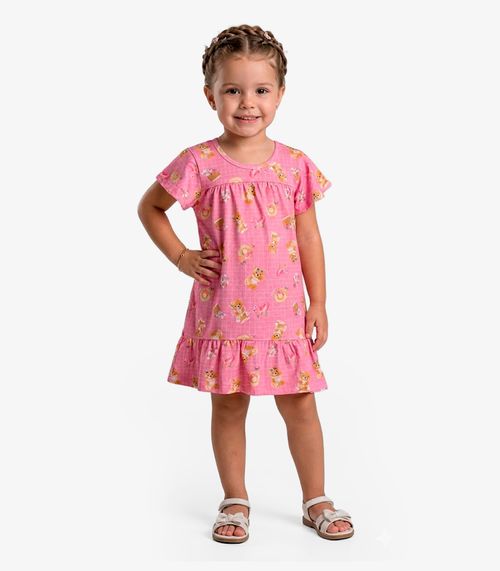 Vestido Infantil Com Manga Godê Select Rosa