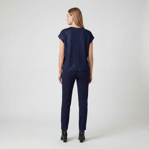 Blusa Feminina Manga Cavada Infinita Cor Azul