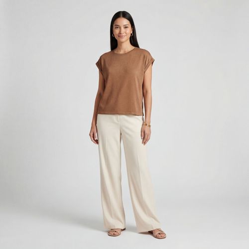 Blusa Feminina Manga Cavada Infinita Cor Marrom