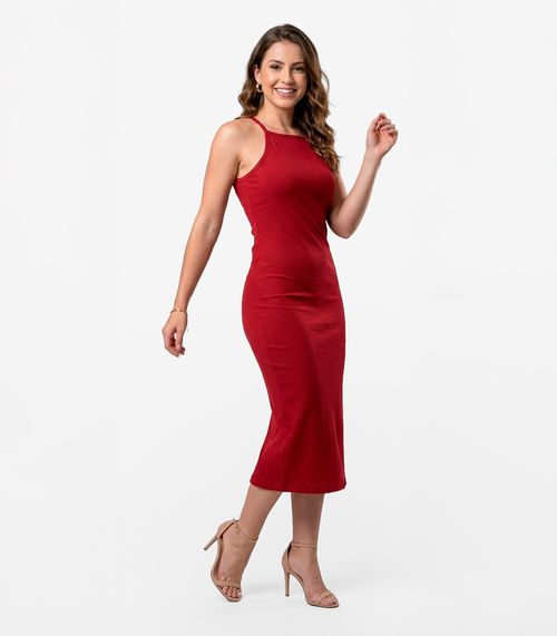 Vestido Feminino Em Ribana Infinita Cor Vermelho