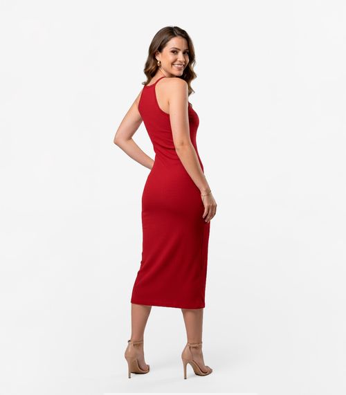 Vestido Feminino Em Ribana Infinita Cor Vermelho