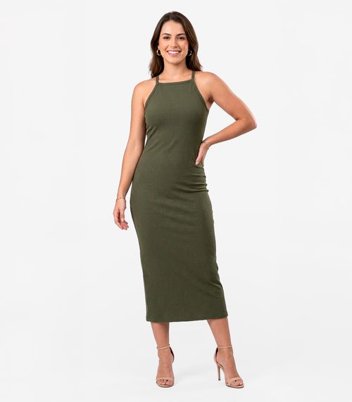 Vestido Feminino Em Ribana Infinita Cor Verde