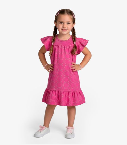 Vestido Infantil Com Manga Godê Select Rosa