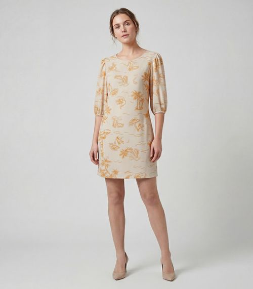 Vestido Midi Com Manga Flare 3/4 Infinita Cor Bege