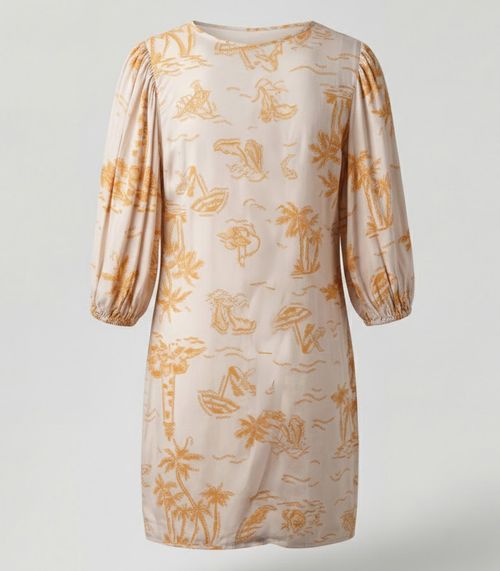 Vestido Midi Com Manga Flare 3/4 Infinita Cor Bege