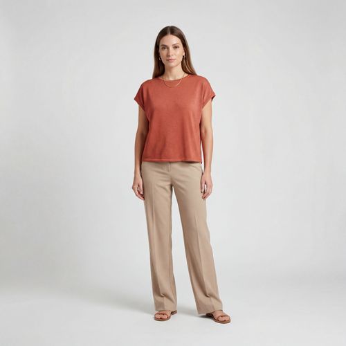 Blusa Feminina Manga Cavada Infinita Cor Laranja