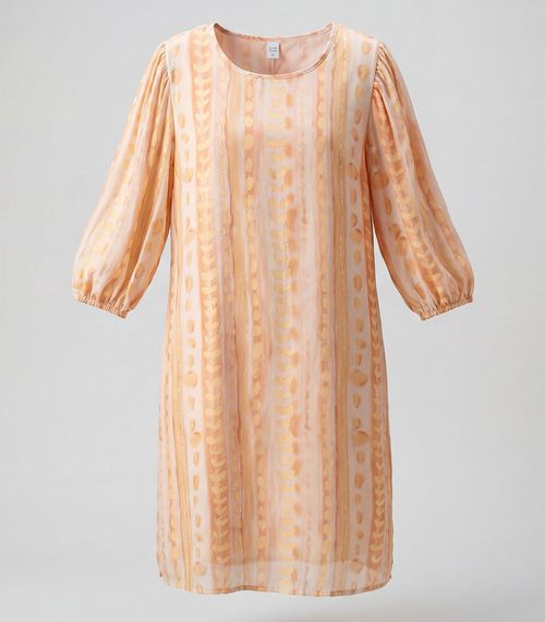 Vestido Midi Com Manga Flare 3/4 Infinita Cor Bege