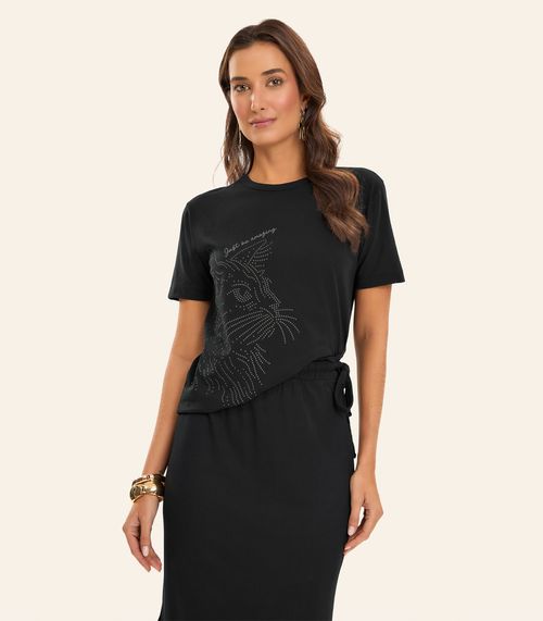 T- shirt Feminina Meia Malha Rovitex Preto