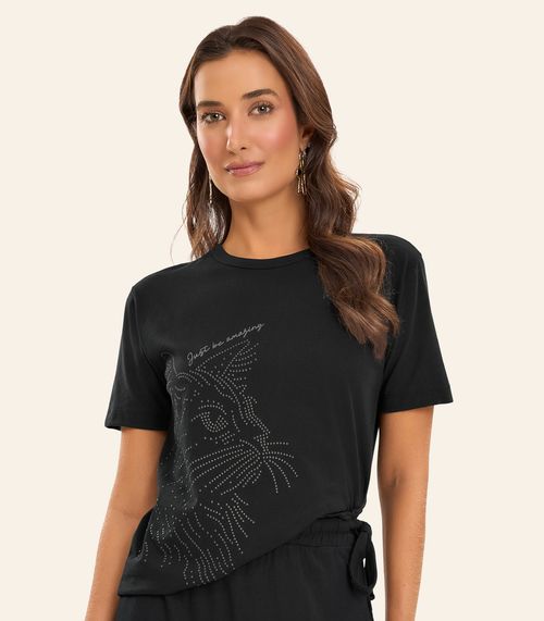 T- shirt Feminina Meia Malha Rovitex Preto