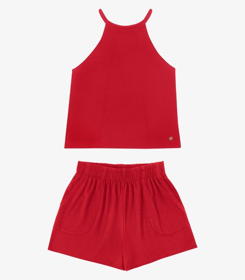 Conjunto Regata com Shorts Feminino Rovitex Vermelho