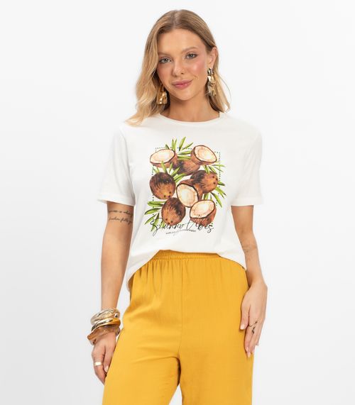 T- Shirt Feminina Meia Malha Rovitex Bege