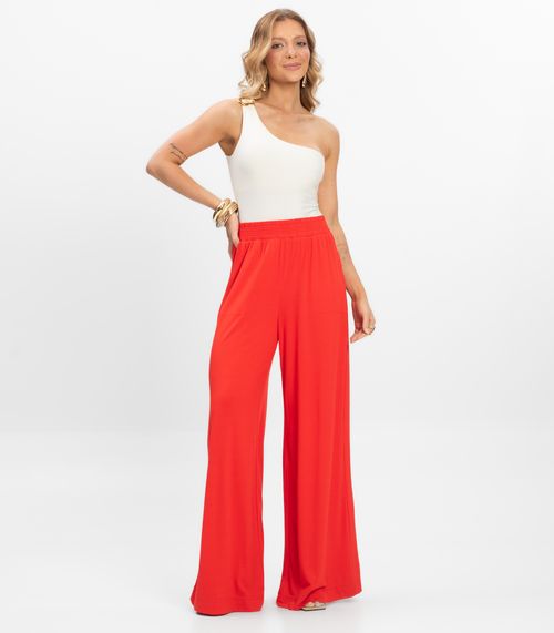 Calça Pantalona Feminina Visco Maquinetada Rovitex Laranja