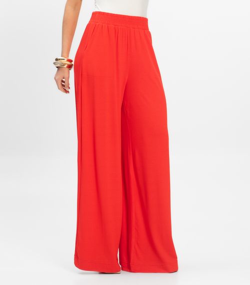 Calça Pantalona Feminina Visco Maquinetada Rovitex Laranja
