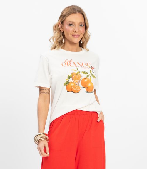 T- Shirt Meia Malha Feminina Rovitex Bege