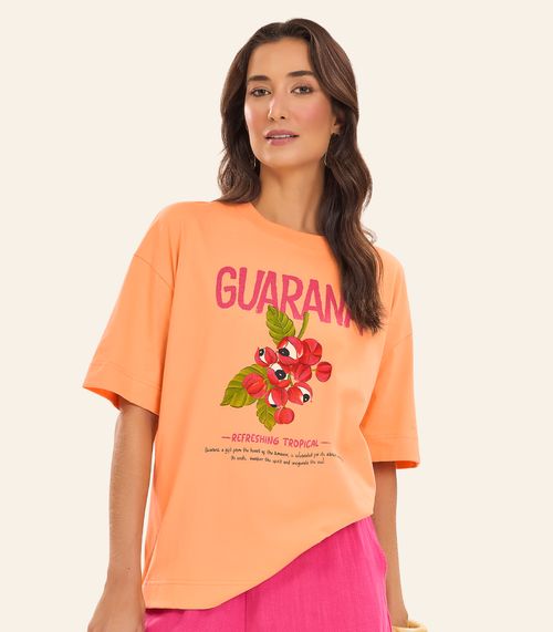 T- Shirt Overzised Meia Malha Feminina Rovitex Laranja