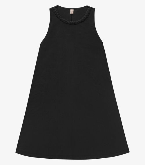 Vestido Curto Visco Maquinetada Feminino Rovitex Preto