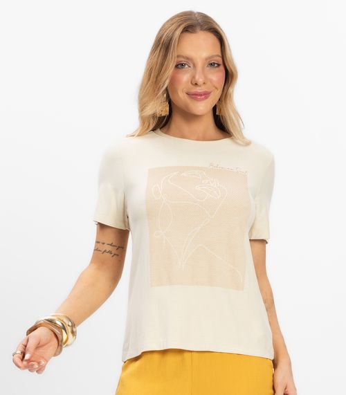 Blusa Feminina Visco Creponada Rovitex Bege