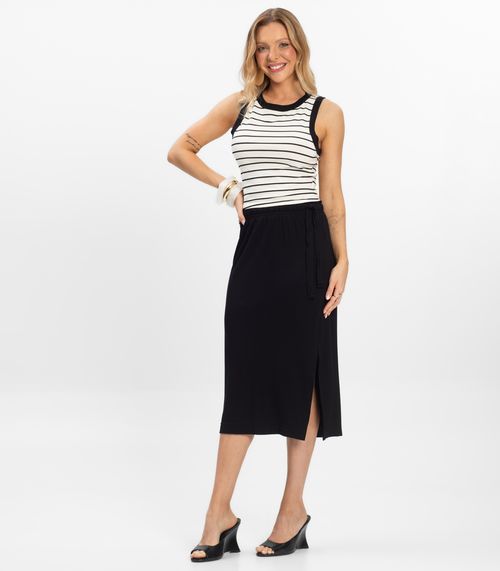 Saia Super Midi Visco Maquinetada Rovitex Preto
