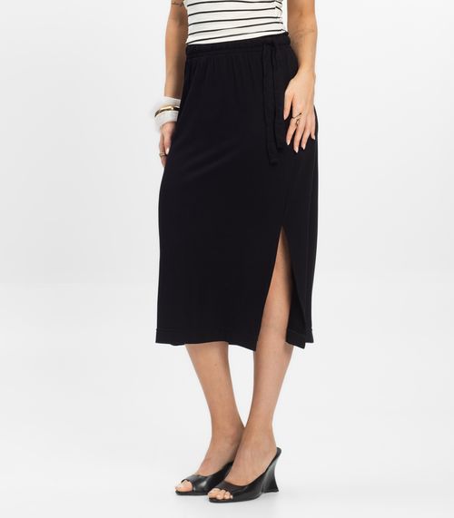 Saia Super Midi Visco Maquinetada Rovitex Preto