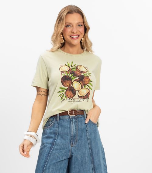 T- Shirt Feminina Meia Malha Rovitex Verde