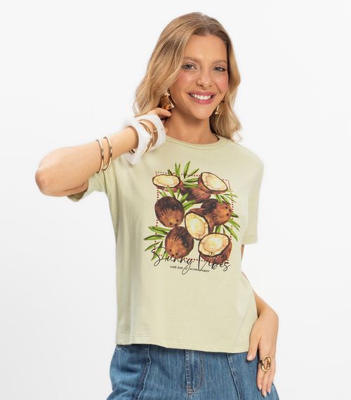 T- Shirt Feminina Meia Malha Rovitex Verde
