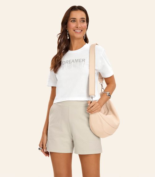 T- Shirt Feminina Meia Malha Rovitex Branco