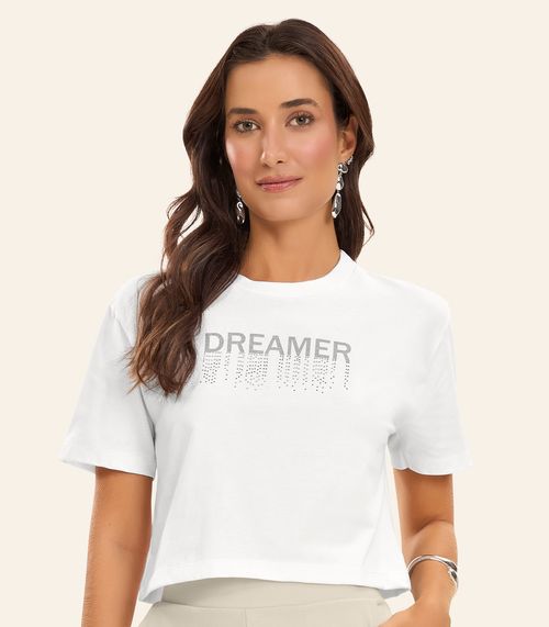 T- Shirt Feminina Meia Malha Rovitex Branco