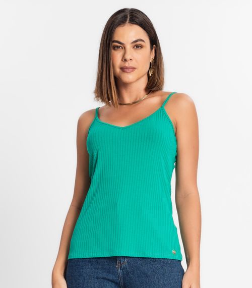 Blusa De Alça Feminina Ribana Canelada Rovitex Verde