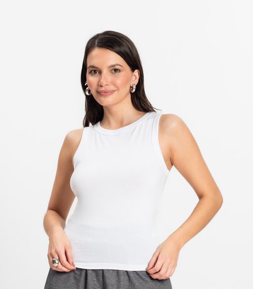 Regata Básica Feminina em Cotton Leve Rovitex Branco