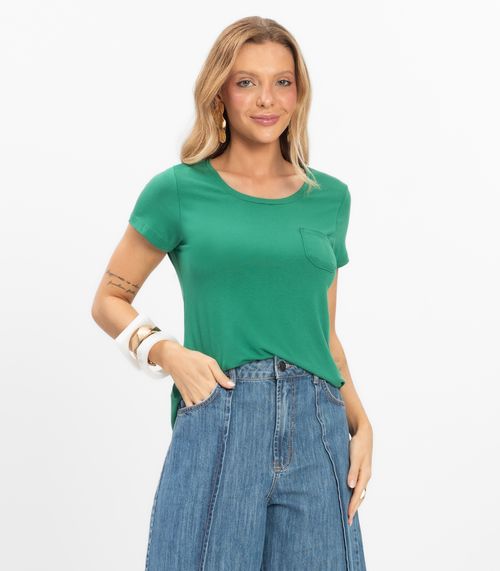 Blusa Feminina Viscotorcion Com Bolso Rovitex Verde