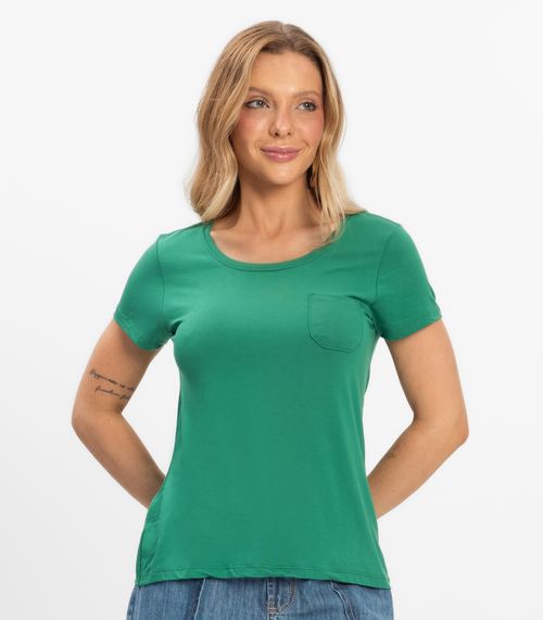Blusa Feminina Viscotorcion Com Bolso Rovitex Verde