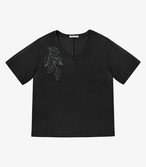 Blusa Manga Curta Feminina Plus Size Secret Glam Preto