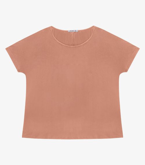 Blusa Manga Curta Feminina Plus Size Secret Glam Marrom