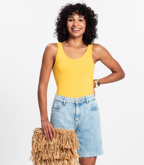 Regata Feminina Básica em Viscotorcion Rovitex Amarelo