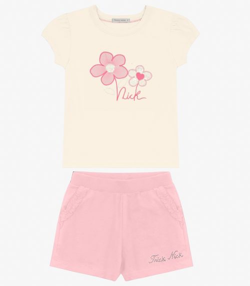 Conjunto Menina Blusa com Shorts Trick Nick Off White