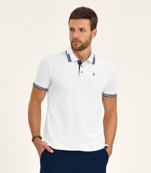 Polo masculina em Cotton Leve Diamentro Branco