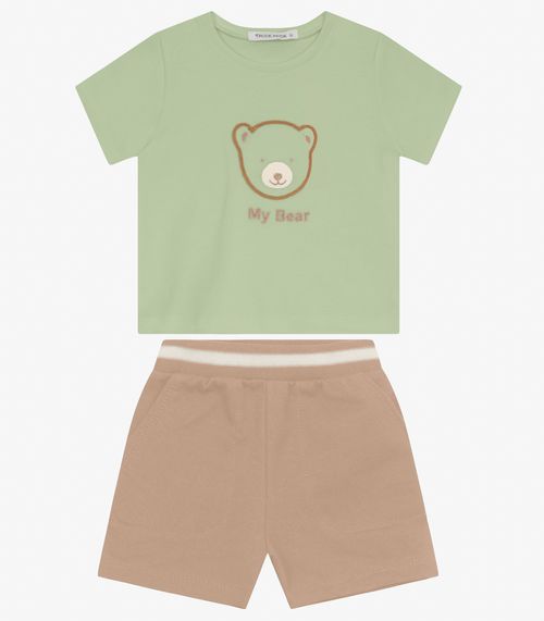 Conjunto Camiseta com Bermuda Menino Trick Nick Verde