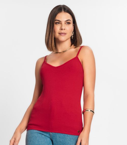 Blusa De Alça Feminina Ribana Canelada Rovitex Vermelho