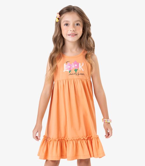 Vestido Menina Meia Malha Rovi Kids Laranja
