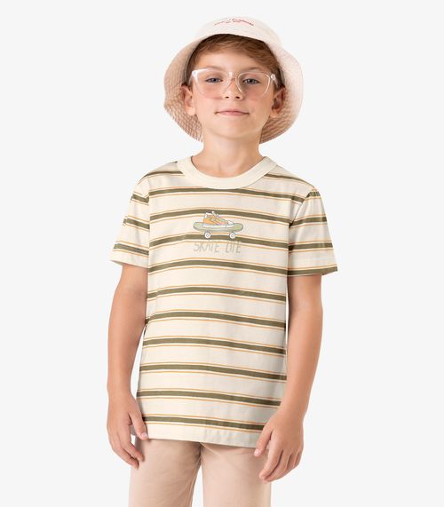 Camiseta Infantil Meia Malha Rovi Kids Bege