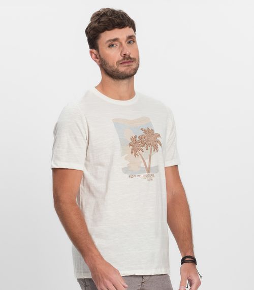 Camiseta Plus Masculina Malha Maquinetada Diametro Bege