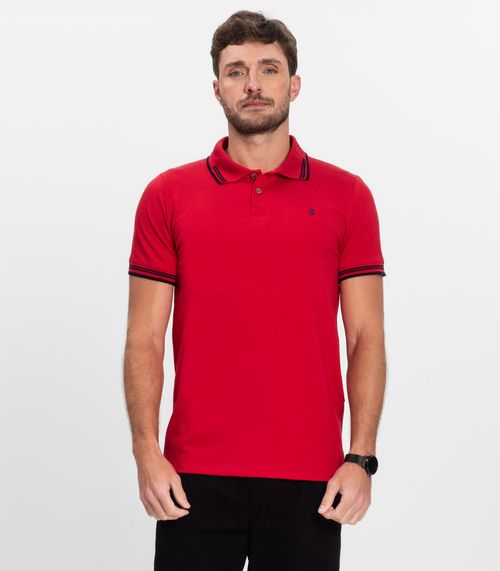 Polo masculina em Cotton Leve Diamentro Vermelho