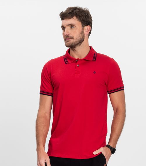 Polo masculina em Cotton Leve Diamentro Vermelho