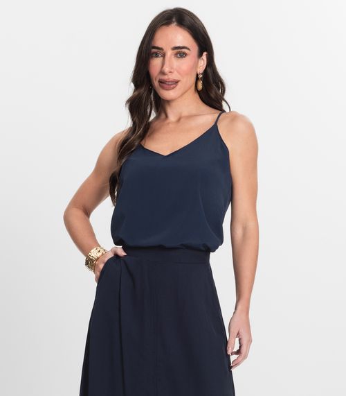 Blusa De Alça Tecido Crepe Marrocos Endless Azul