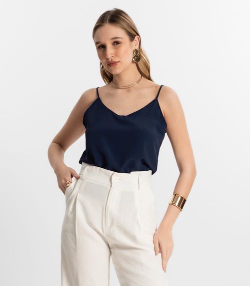 Blusa De Alça Tecido Crepe Marrocos Endless Azul