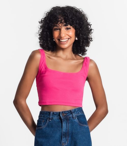 Top Cropped Ribana Básico Rovitex Rosa