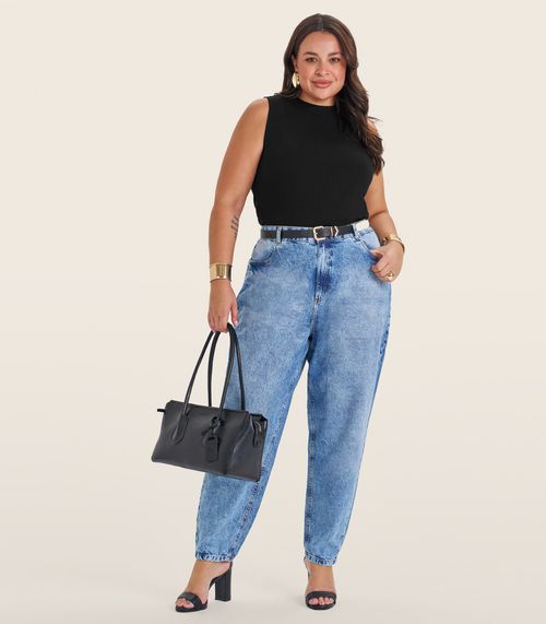 Regata Plus Size Em Ribana Canelada Secret Glam Preto