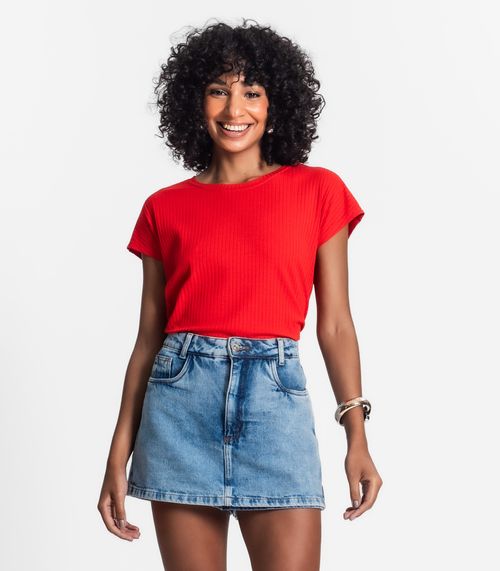 Blusa Feminina Ribana Canelada Básica Rovitex Laranja