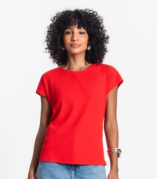 Blusa Feminina Ribana Canelada Básica Rovitex Laranja